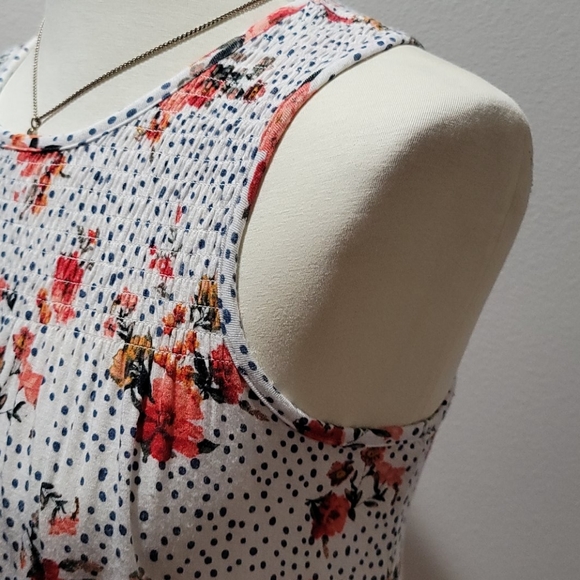 REWIND TANK TOP FLORAL PRINT WHITE SLEEVELESS WOMEN RAYON  SIZE XS CROCHET CAMI - Picture 6 of 13
